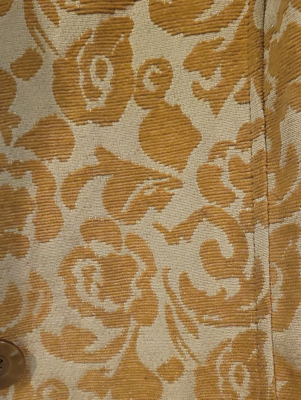 Golden Brocade Floral Long Coat
